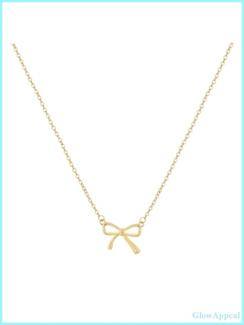 14k Gold Plated Bow Necklace CZ Pendant Choker Adjustable Layered Chain